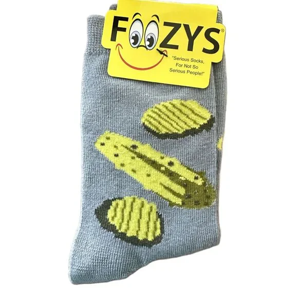 NWT Foozys Grey Pickle Crew Socks Women's One Size - Picture 1 of 3